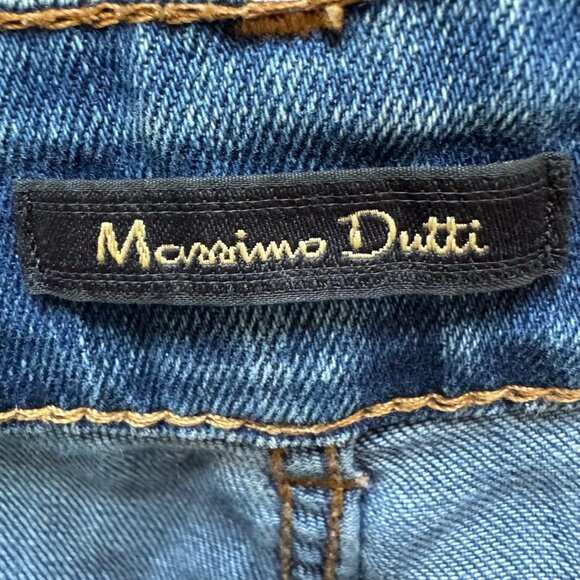 Massimo Dutti Flared Blue‎ Denim Jeans Frayed Hem Boho Hippie Size 4 - Picture 3 of 3